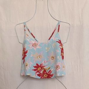 Reformation floral print wrap around crop top